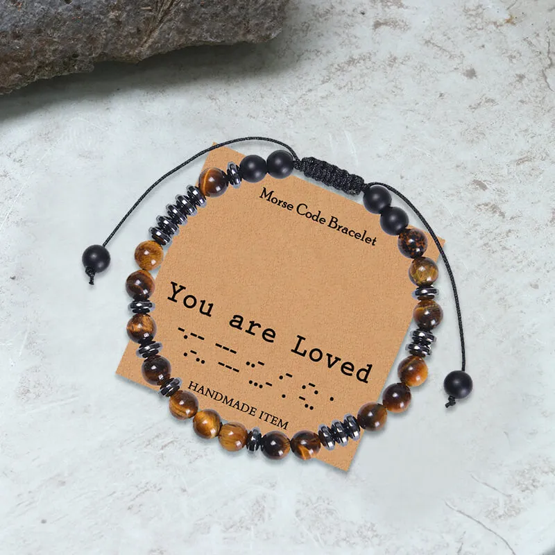 You Are Loved Tiger Eye Morse Code Bracelet sold by GTHIC