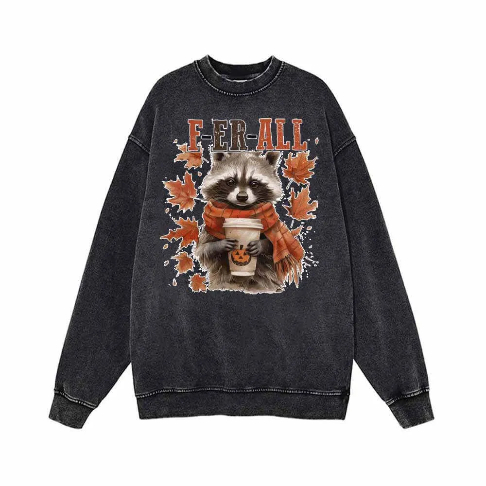 Ferall Raccoon Maple Leaf Vintage Washed Hoodie Sweatshirt sold by GTHIC product image thumbnail 2