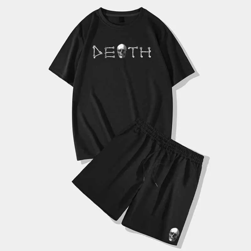 Death Skull Short Sleeve T-shirt and Shorts Set sold by GTHIC
