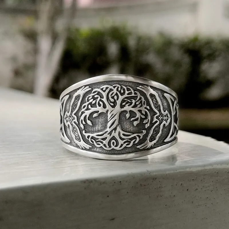 Tree of Life Raven Sterling Silver Viking Ring sold by GTHIC