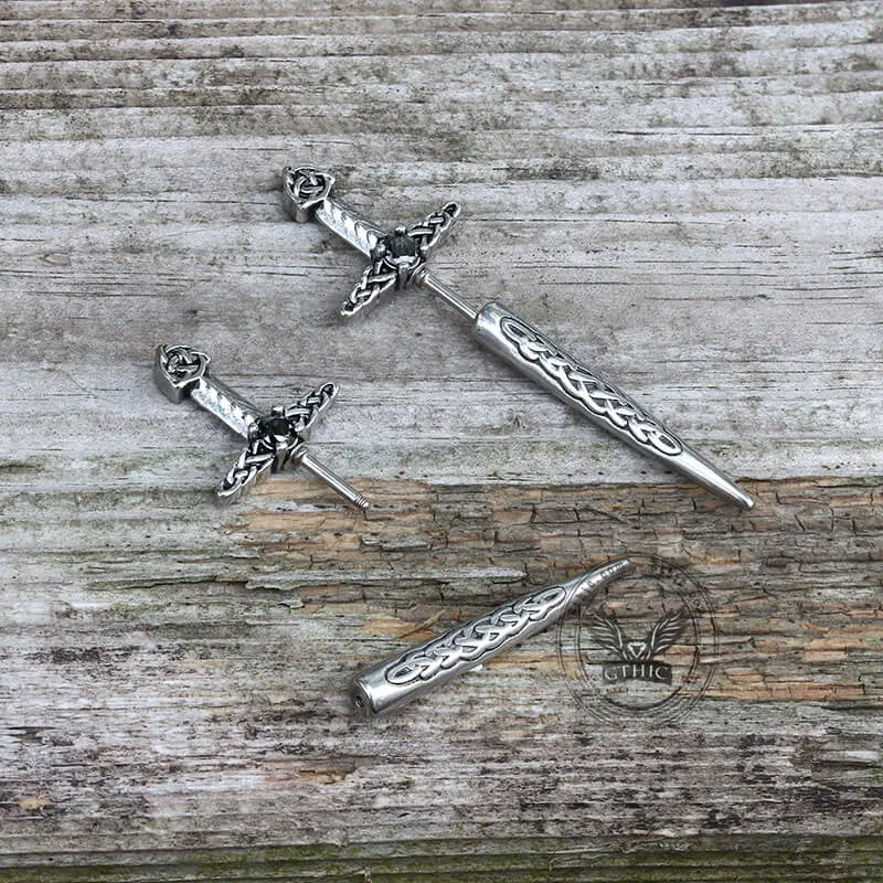 Celtic Knot Stainless Steel Sword Stud Earrings sold by GTHIC product image thumbnail 4