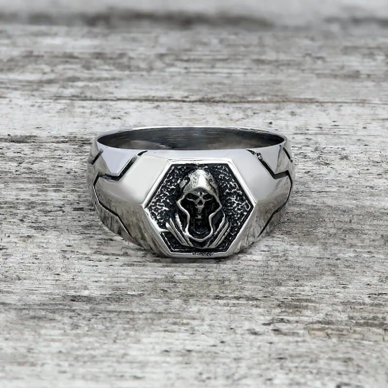 Grim Reaper Skull Stainless Steel Men’s Ring sold by GTHIC