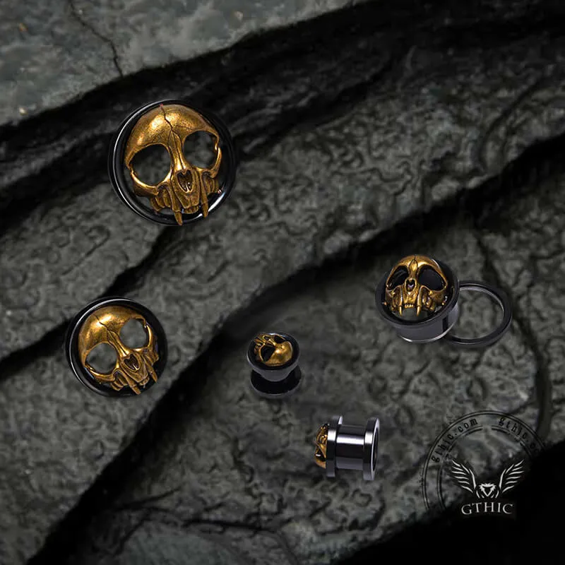 Antique Gold Skull Stainless Steel Ear Gauges sold by GTHIC product image thumbnail 5