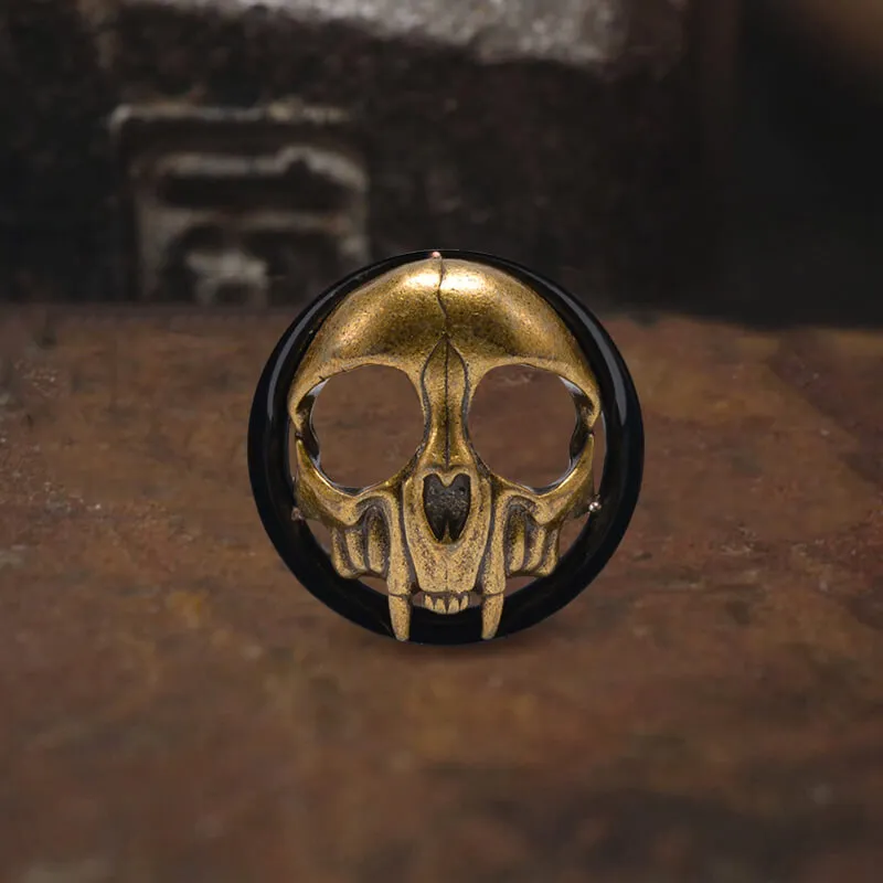 Antique Gold Skull Stainless Steel Ear Gauges sold by GTHIC product image thumbnail 3