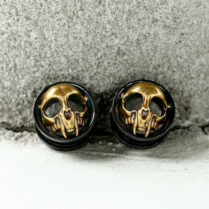 Antique Gold Skull Stainless Steel Ear Gauges sold by GTHIC