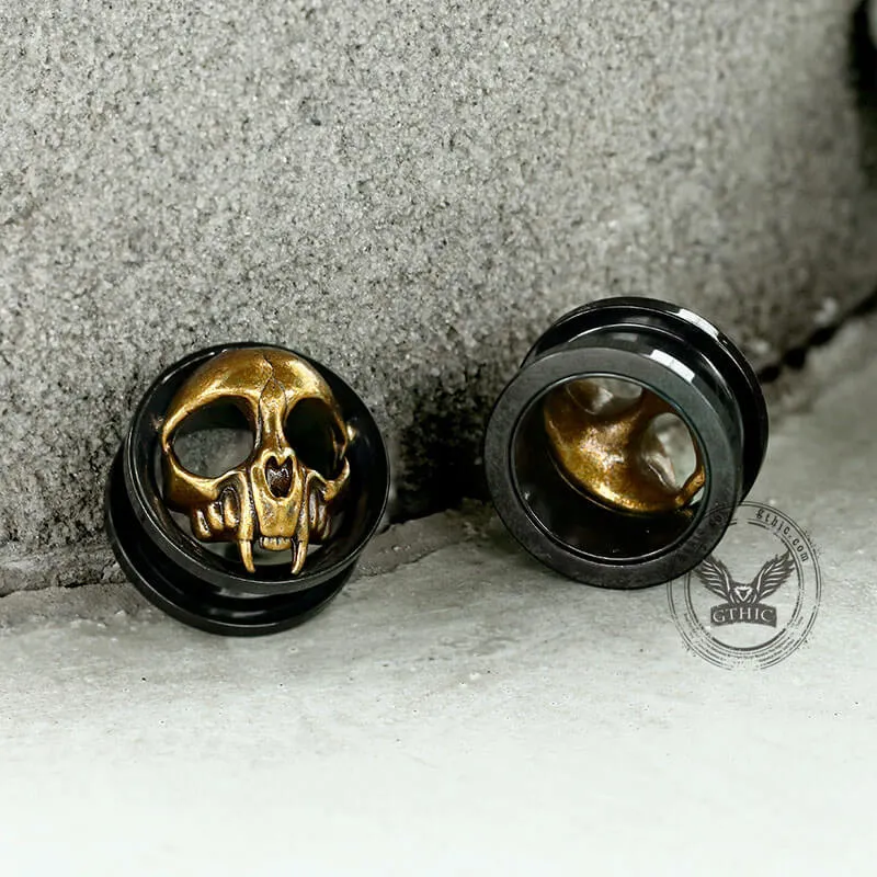 Antique Gold Skull Stainless Steel Ear Gauges sold by GTHIC product image thumbnail 4