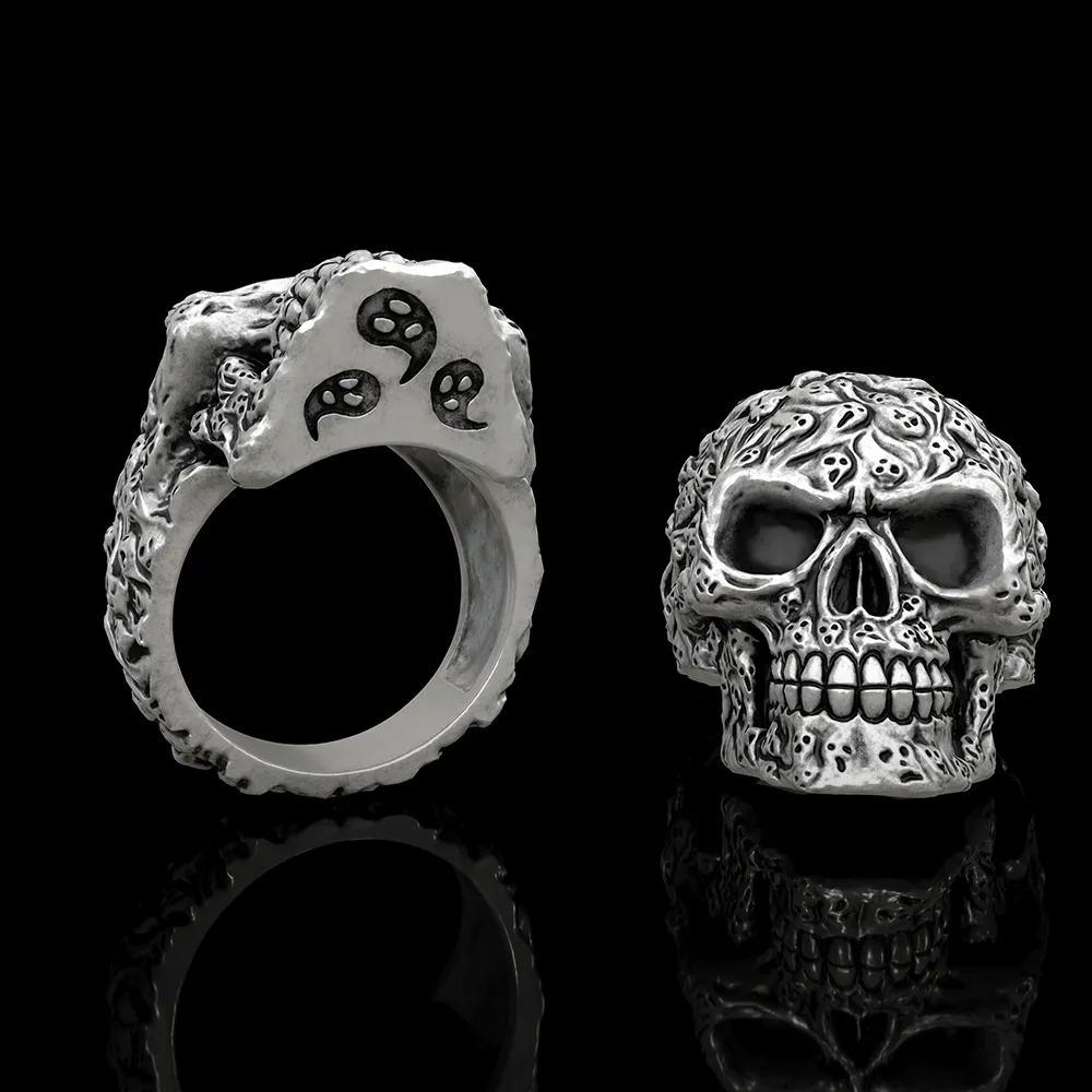 Multi Ghost Sterling Silver Skull Ring sold by GTHIC
