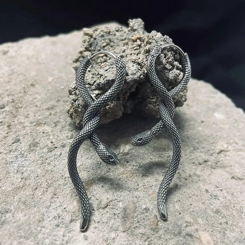 Entwined Snake Stainless Steel Hoop Earrings sold by GTHIC
