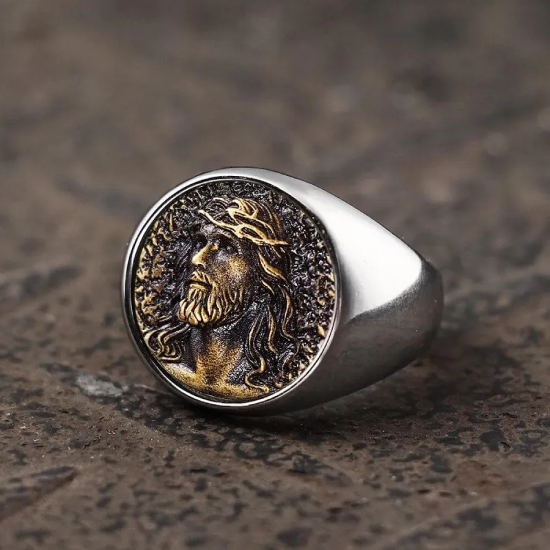 Jesus Portrait Stainless Steel Ring sold by GTHIC