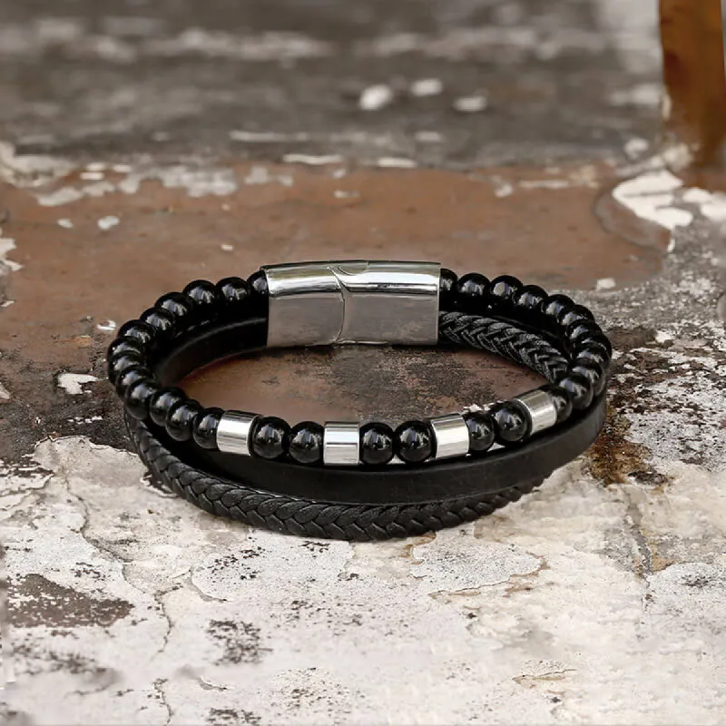 Vintage Multi-Layered Stainless Steel Beaded Bracelet sold by GTHIC
