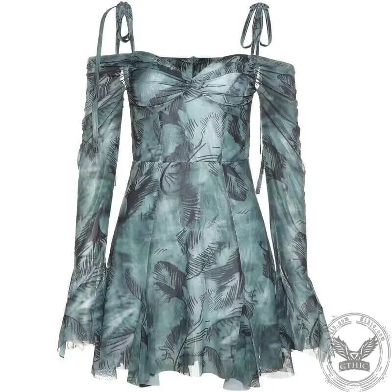 Casual Strap Flare Sleeve Beach Mini Dress sold by GTHIC product image thumbnail 5