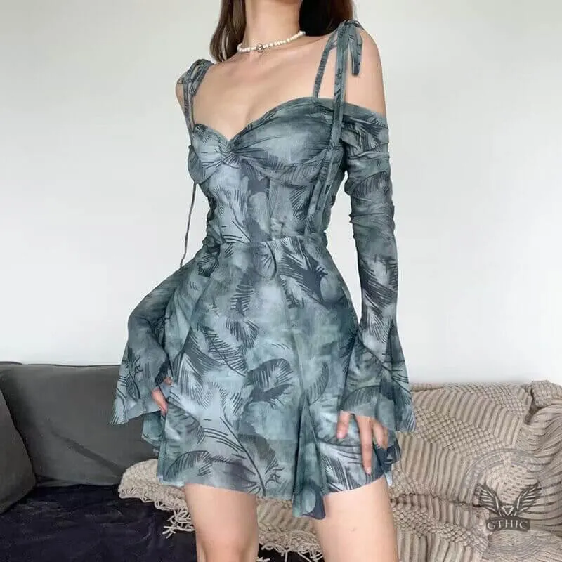 Casual Strap Flare Sleeve Beach Mini Dress sold by GTHIC product image thumbnail 4