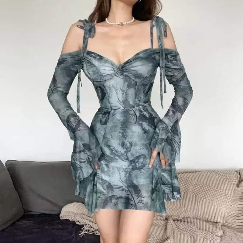 Casual Strap Flare Sleeve Beach Mini Dress sold by GTHIC