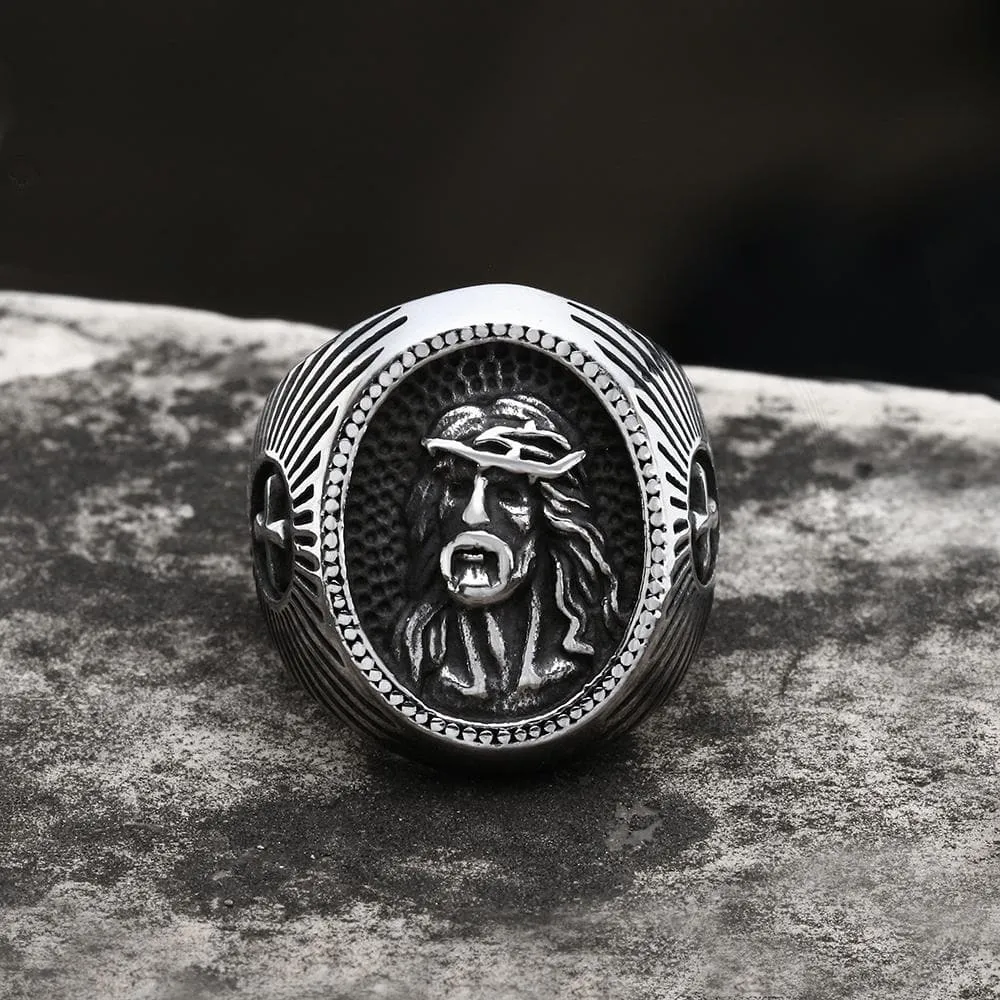 Jesus Cross Stainless Steel Religious Ring sold by GTHIC