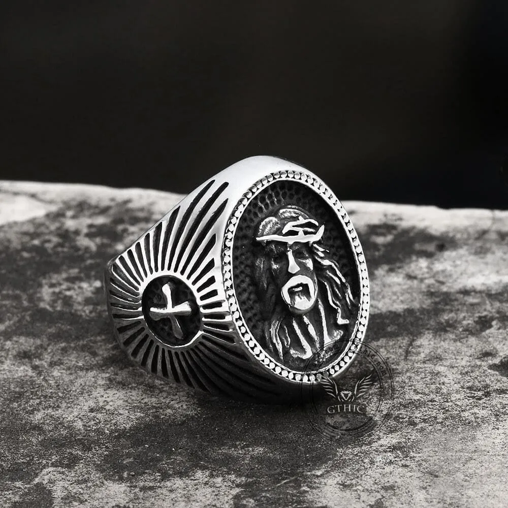 Jesus Cross Stainless Steel Religious Ring sold by GTHIC product image thumbnail 3