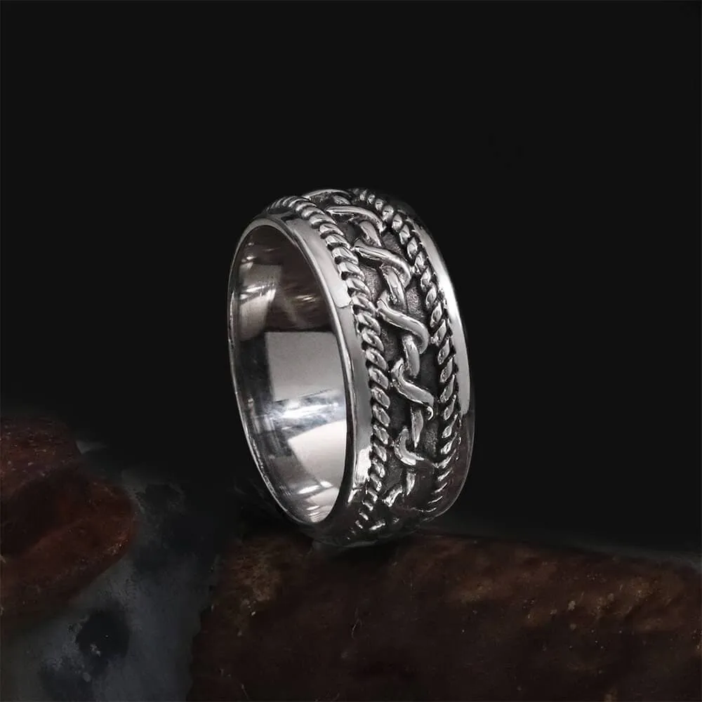 Hemp Cable Pattern Stainless Steel Retro Ring sold by GTHIC