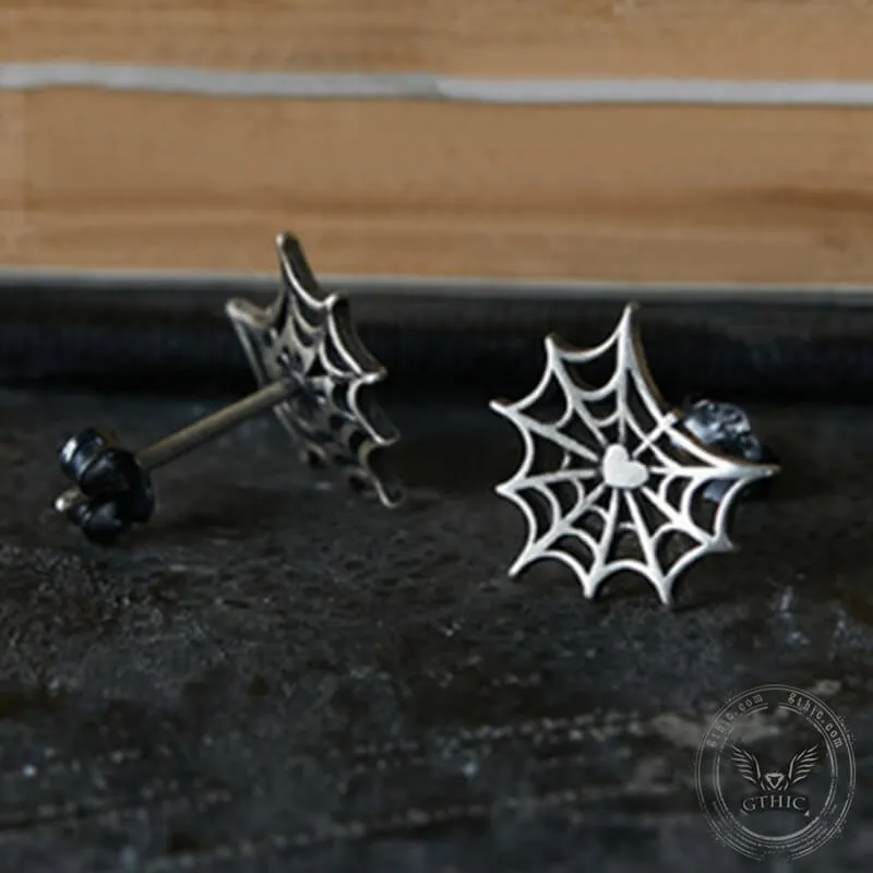 Gothic Spider Web Sterling Silver Stud Earring sold by GTHIC product image thumbnail 3