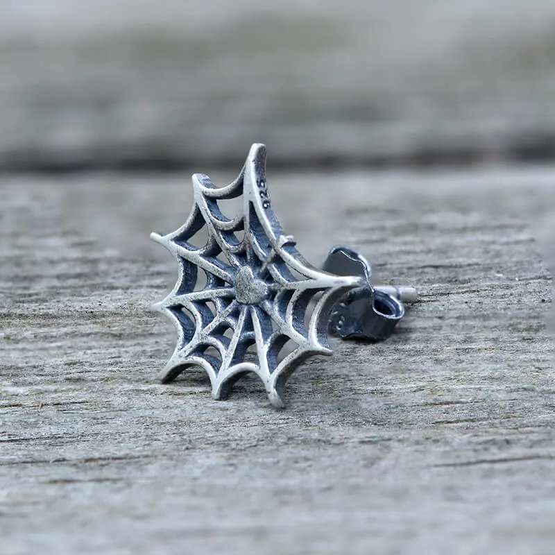 Gothic Spider Web Sterling Silver Stud Earring sold by GTHIC product image thumbnail 2