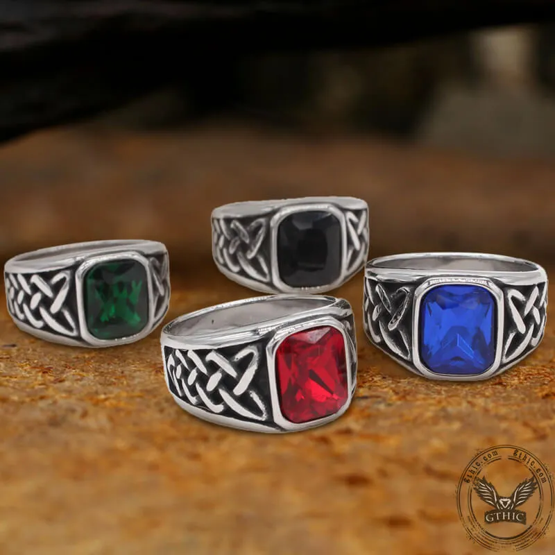 Viking Celtic Knot Gem-set Stainless Steel Ring sold by GTHIC