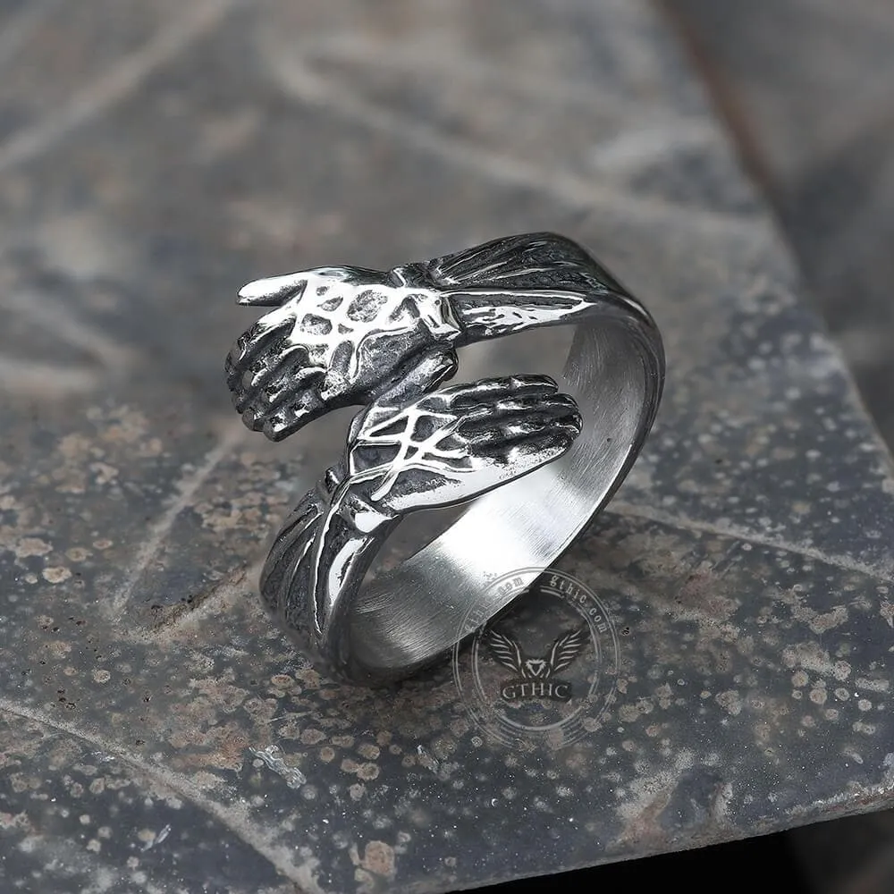 Hugging Hands Stainless Steel Ring sold by GTHIC product image thumbnail 3