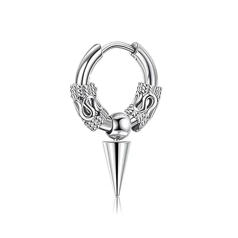 Punk Dragon Pattern Spike Stainless Steel Hoop Earrings sold by GTHIC product image thumbnail 3