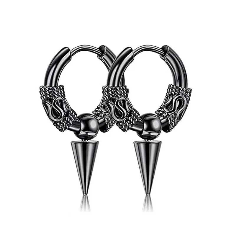 Punk Dragon Pattern Spike Stainless Steel Hoop Earrings sold by GTHIC product image thumbnail 2
