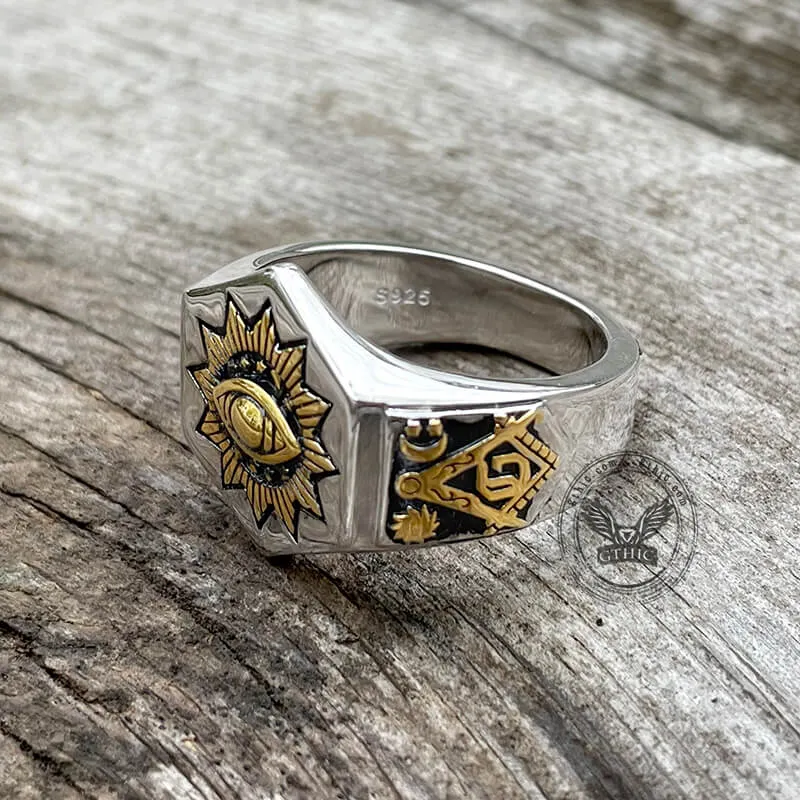 The All-seeing Eye Of God Sterling Silver Masonic Ring sold by GTHIC product image thumbnail 5
