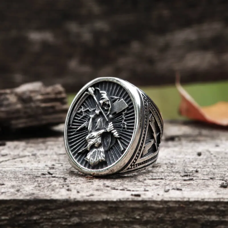 Vintage Reaper Scythe Stainless Steel Skull Ring sold by GTHIC