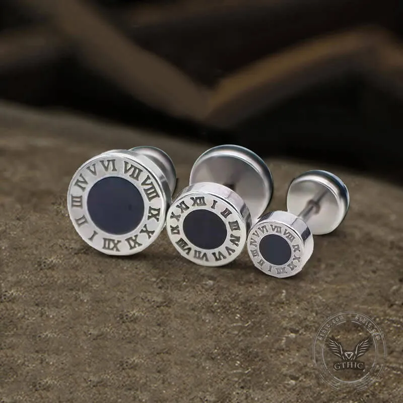 Vintage Roman Numeral Stainless Steel Stud Earrings sold by GTHIC product image thumbnail 5