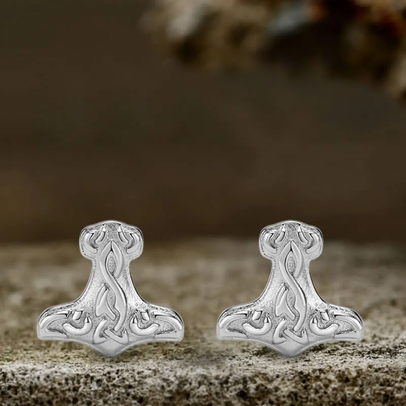 Viking Mjolnir Stainless Steel Stud Earrings sold by GTHIC