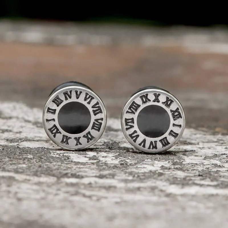 Vintage Roman Numeral Stainless Steel Stud Earrings sold by GTHIC