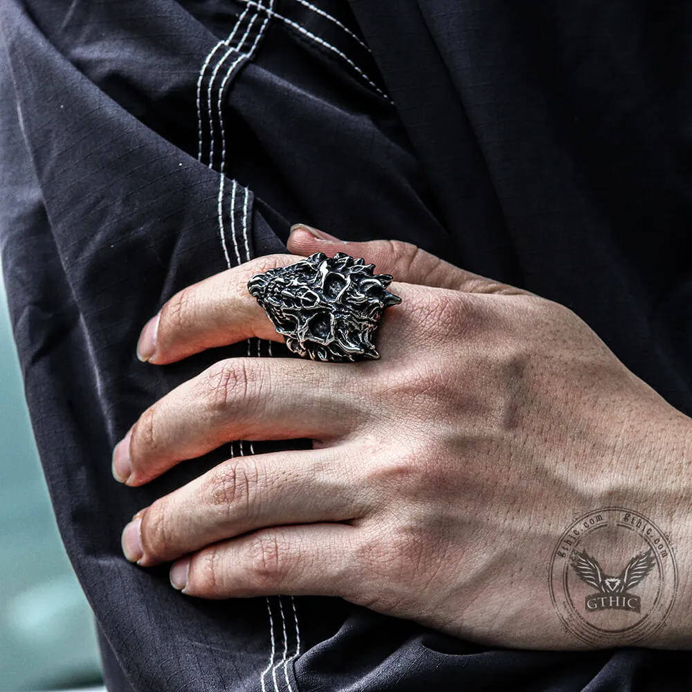 Flaming Skull Stainless Steel Ring sold by GTHIC product image thumbnail 2