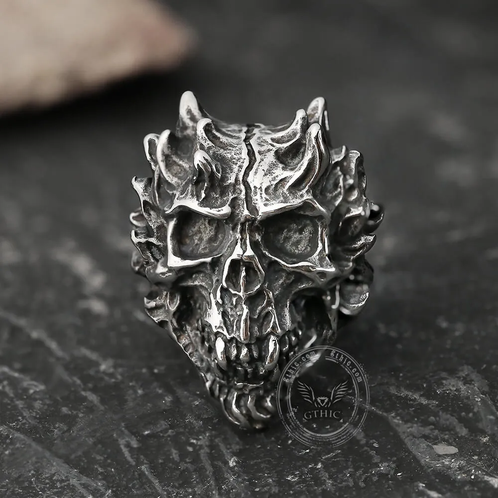 Flaming Skull Stainless Steel Ring sold by GTHIC product image thumbnail 3