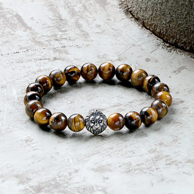 Lion Head Agate Stone Stainless Steel Bead Bracelet sold by GTHIC product image thumbnail 3
