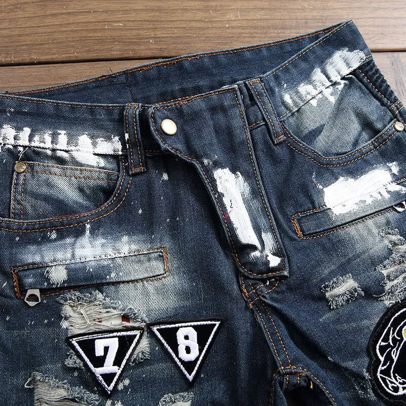 Men's Ripped Patchwork Skinny Straight-fit Pants sold by GTHIC product image thumbnail 2