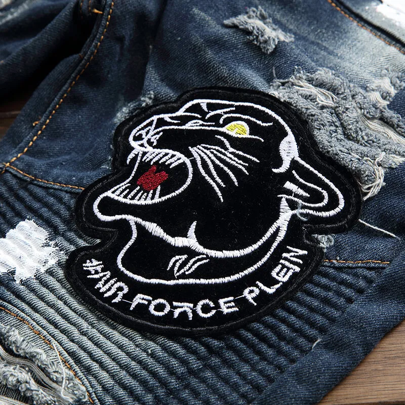 Men's Ripped Patchwork Skinny Straight-fit Pants sold by GTHIC product image thumbnail 4