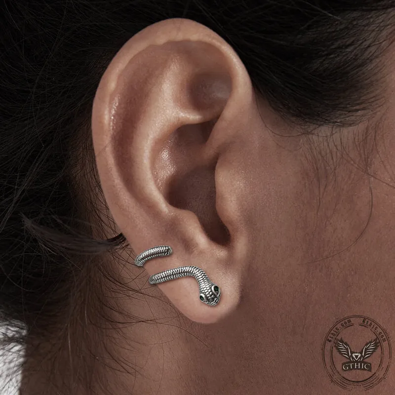 Green Eye Snake Sterling Silver Ear Cuffs sold by GTHIC product image thumbnail 2