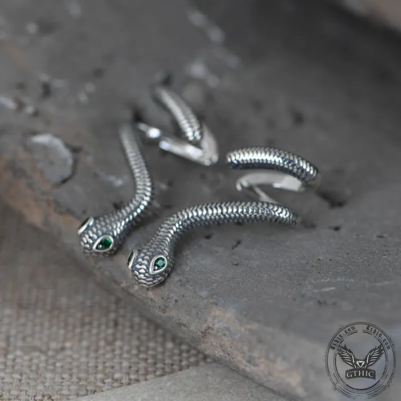 Green Eye Snake Sterling Silver Ear Cuffs sold by GTHIC
