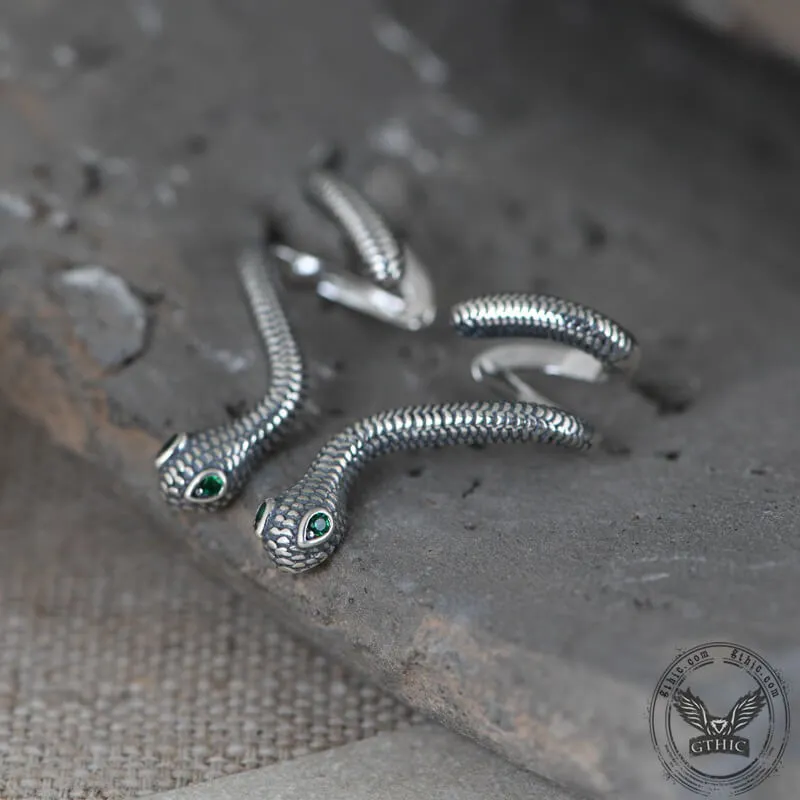 Green Eye Snake Sterling Silver Ear Cuffs sold by GTHIC