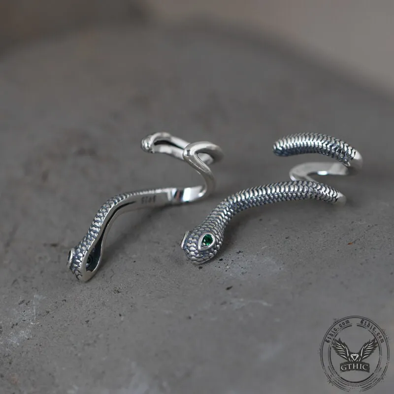 Green Eye Snake Sterling Silver Ear Cuffs sold by GTHIC product image thumbnail 5