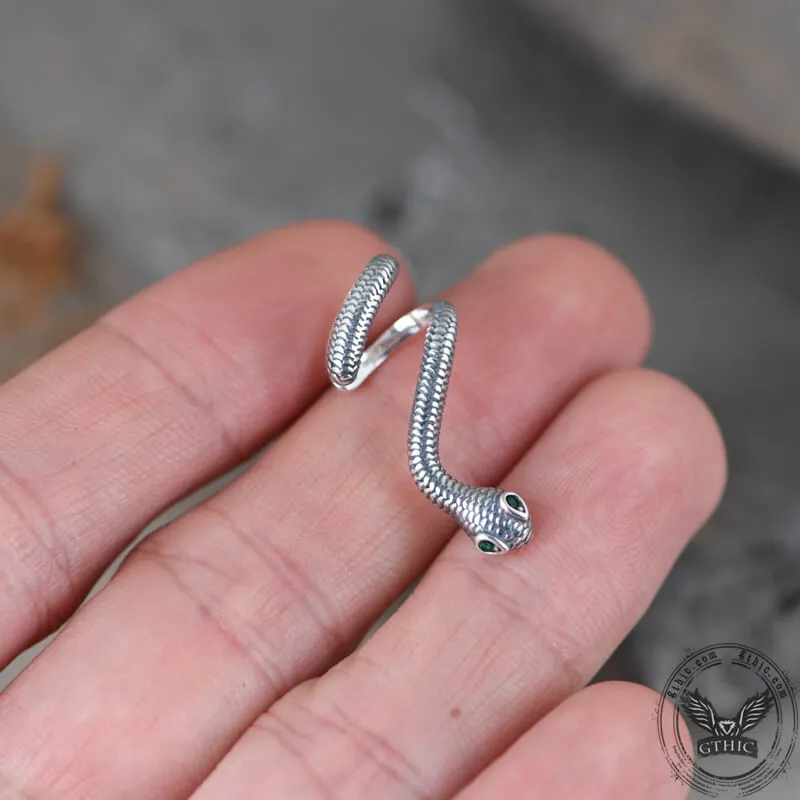Green Eye Snake Sterling Silver Ear Cuffs sold by GTHIC product image thumbnail 3