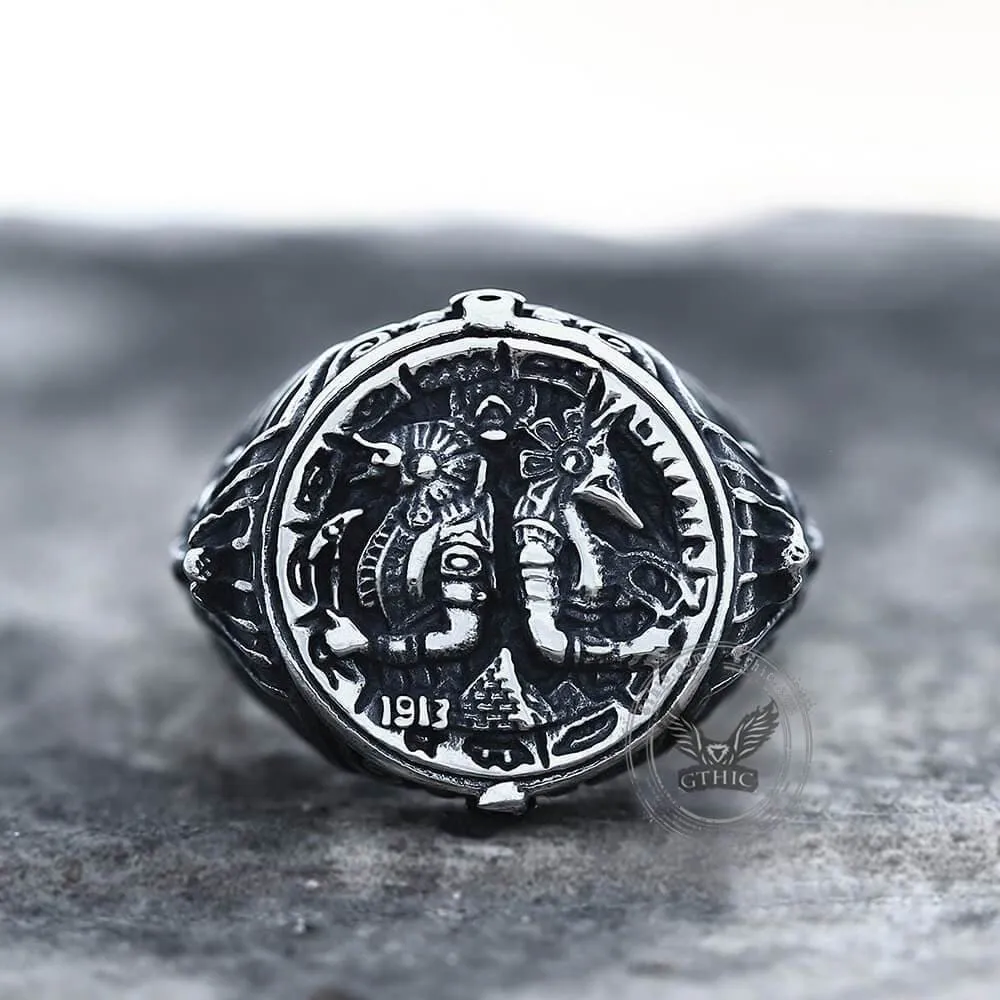 Ancient Egyptian Pharaoh Horus Tutankhamun Stainless Steel Ring sold by GTHIC product image thumbnail 4