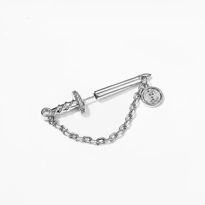 Sword with Chain Silver Plated Copper Earrings sold by GTHIC product image thumbnail 3
