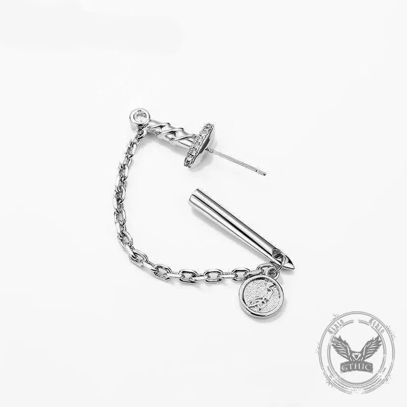 Sword with Chain Silver Plated Copper Earrings sold by GTHIC product image thumbnail 4