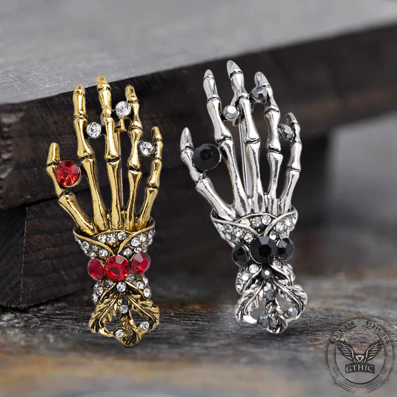 Skeleton Hand Alloy Skull Brooch sold by GTHIC