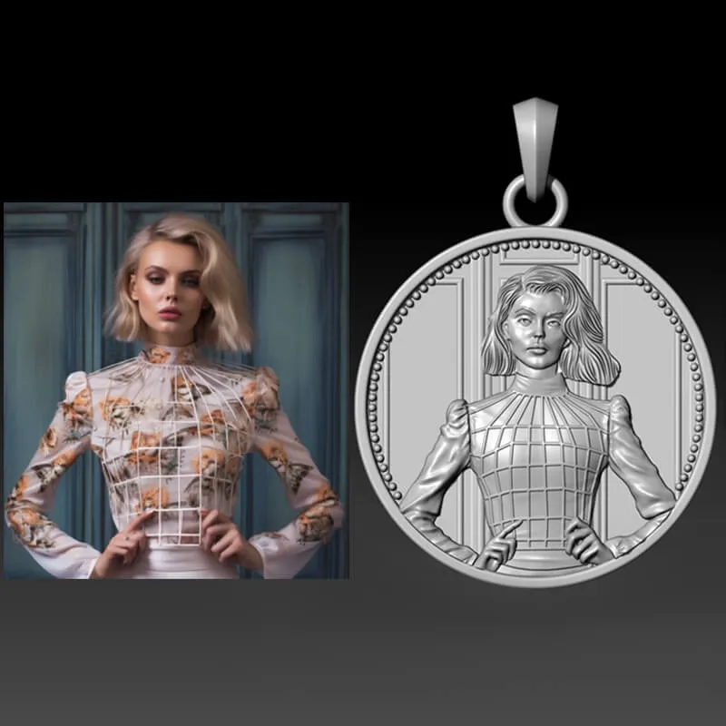 Custom Portrait Sterling Silver Pendant sold by GTHIC