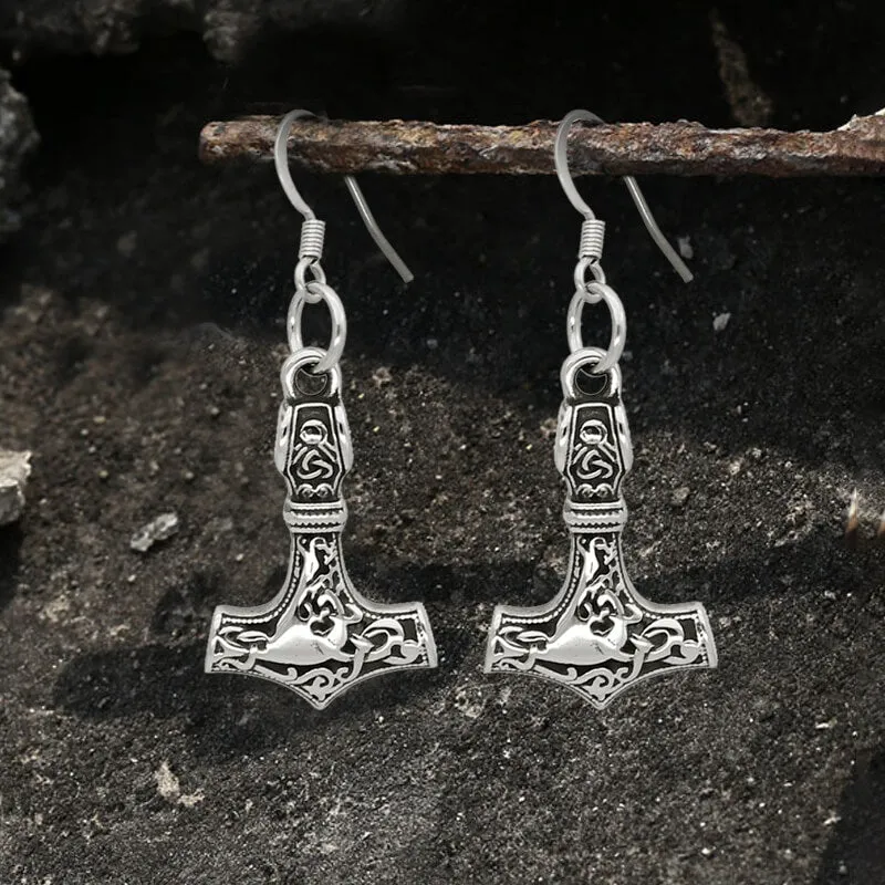 Odin Mjolnir Stainless Steel Viking Earrings sold by GTHIC