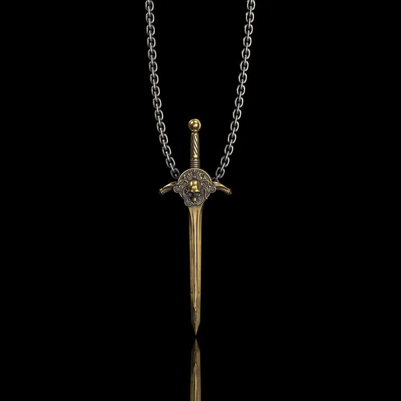 Sword and Shield Sterling Silver Skull Pendant sold by GTHIC product image thumbnail 3