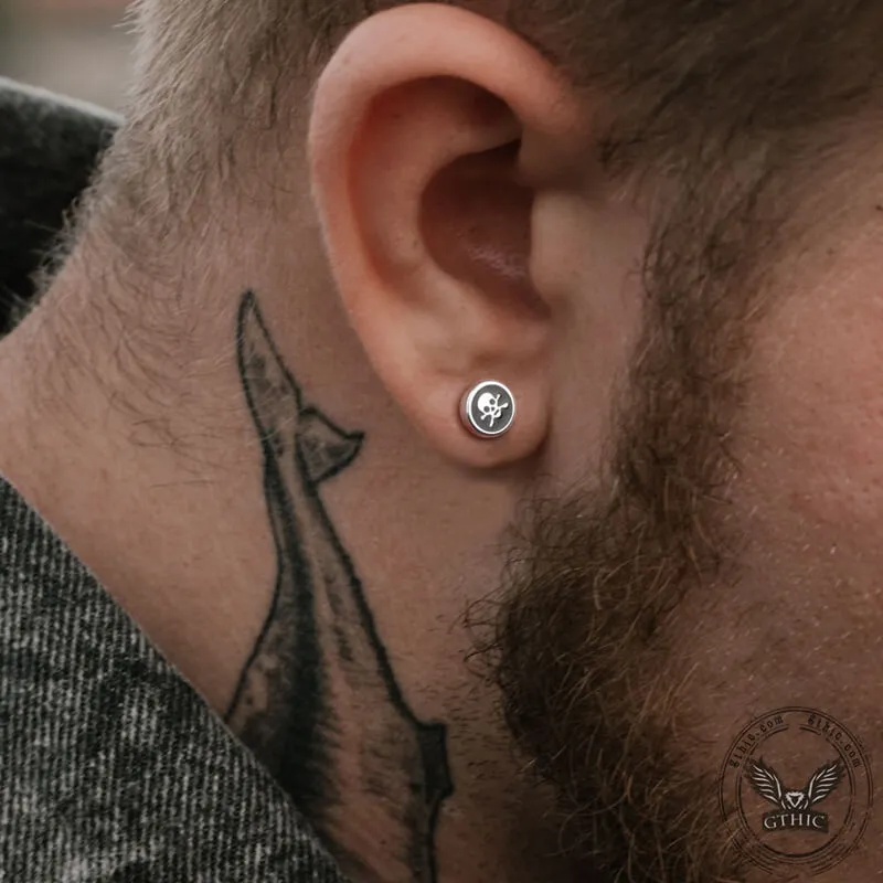Round Stainless Steel Skull Stud Earring sold by GTHIC product image thumbnail 2