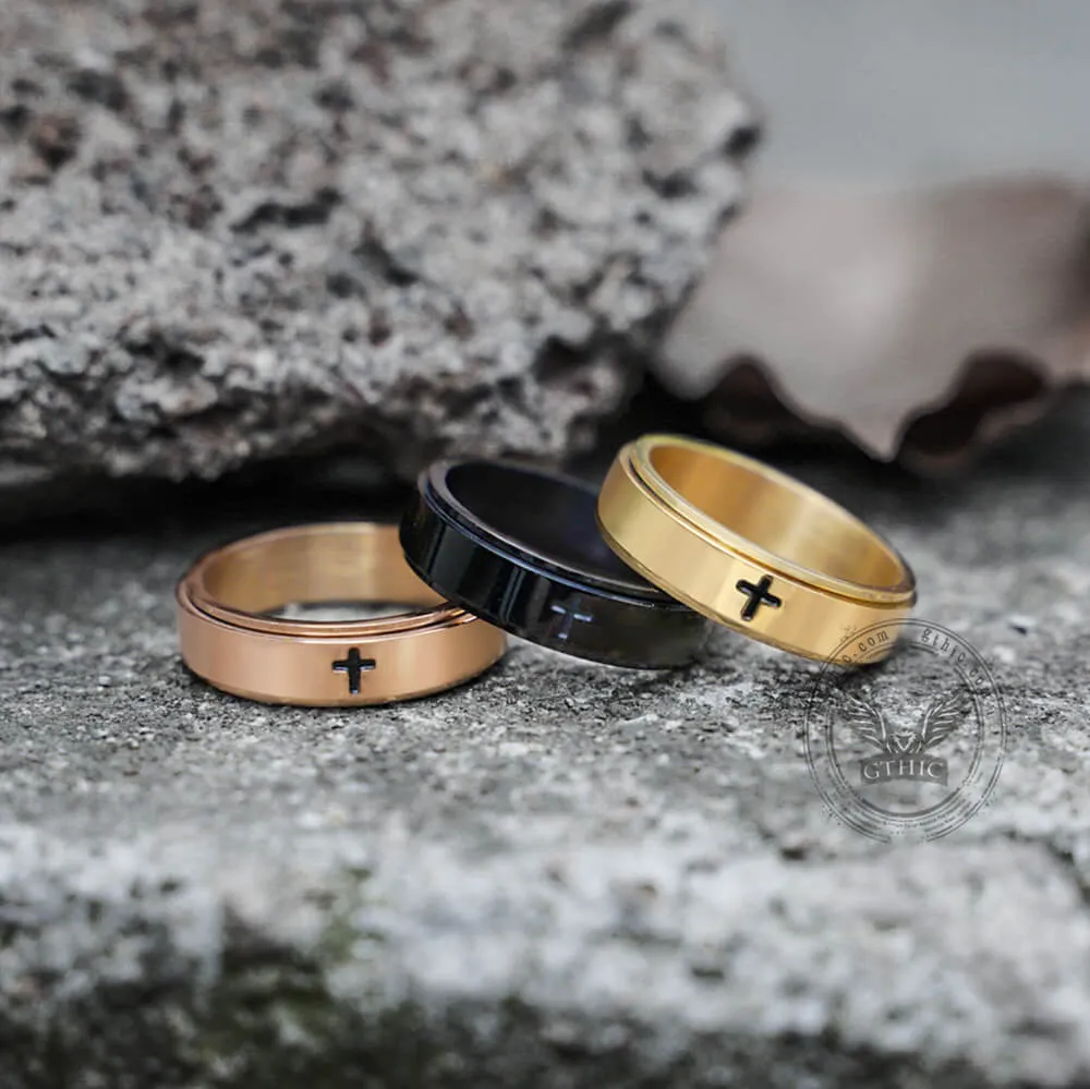 Simple Cross Stainless Steel Decompression Spinner Ring sold by GTHIC product image thumbnail 2